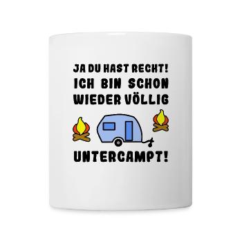 völlig untercampt wohnwagen - Tasse - Weiß - Vorne