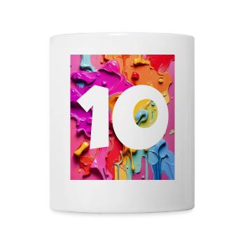 NON. 10 NUMÉRO 10 COLORÉ 10E ANNIVERSAIRE - Mug blanc - blanc - Devant