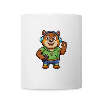 Bär Lustige Zeichentrickfigur Kopfhörer Musik - Tasse - Weiß - Vorne