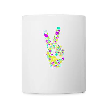 Peace Handzeichen Frieden Friedenssymbol Neon - Tasse - Weiß - Vorne
