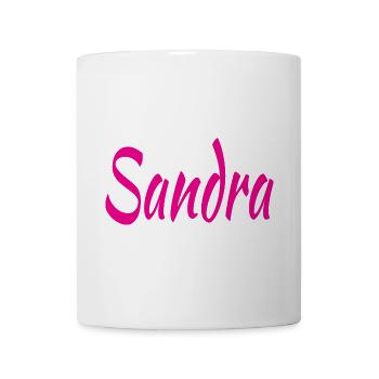 Sandra Script Pink auf Schwarz - Tasse - Weiß - Vorne