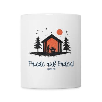 Friede auf Erden Weihnachtskrippe Heilige Familie - Tasse - Weiß - Vorne