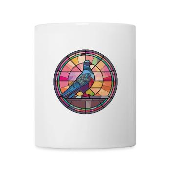Bunte Aquarell-Tierhaustierillustration der Taube - Tasse - Weiß - Vorne