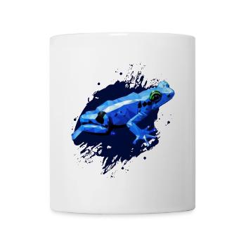 Pfeilgiftfrosch, Zeichnung Polygon, blauer Frosch - Tasse - Weiß - Vorne