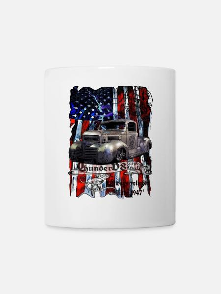 Vintage Pickup Flaggenprint - Tasse - Weiß