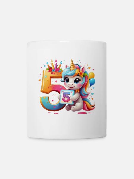 NUMMER 5 JAHRE EINHORN 5. GEBURTSTAG - Tasse - Weiß