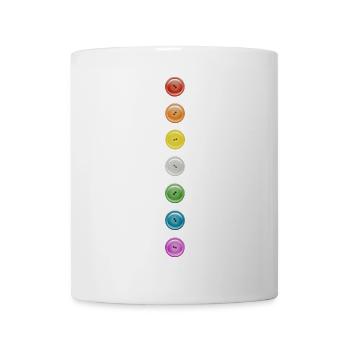 Knopf Knöpfe Regenbogen 7 Punkte lustig Knopfreihe - Tasse - Weiß - Vorne