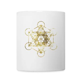 Metatrons Cube Gold heilige Geometrie - Tasse - Weiß - Vorne