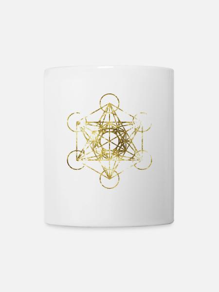 Metatrons Cube Gold heilige Geometrie - Tasse - Weiß