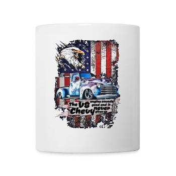 V8 Adler Truck Retro USA Flagge - Tasse - Weiß - Vorne