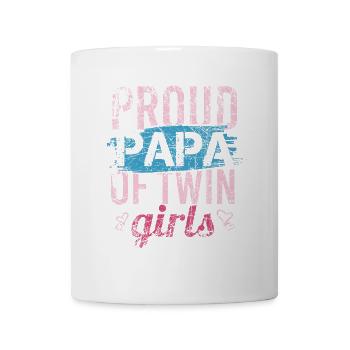 Proud Papa Twin Girls Dad Vatertag Zwillinge Vater - Tasse - Weiß - Vorne