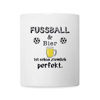 fussball und bier - Tasse - Weiß - Vorne