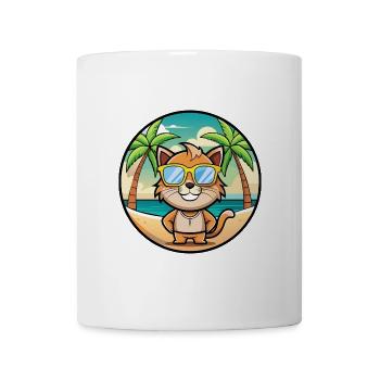 Pixie Bob Katzenrasse Cartoon Sonnenbrille Strand - Tasse - Weiß - Vorne
