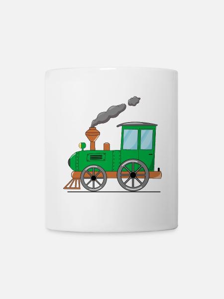 Kinderzug Eisenbahn grün - Tasse - Weiß