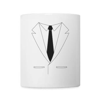 Anzug mit Krawatte - Tasse - Weiß - Vorne