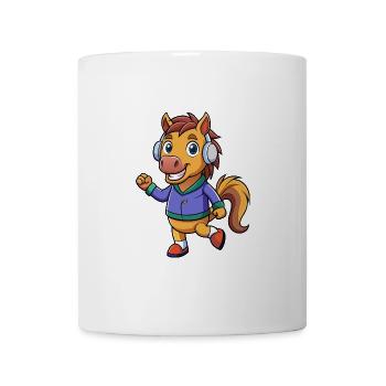 Pferd Lustige Zeichentrickfigur Kopfhörer Musik - Tasse - Weiß - Vorne