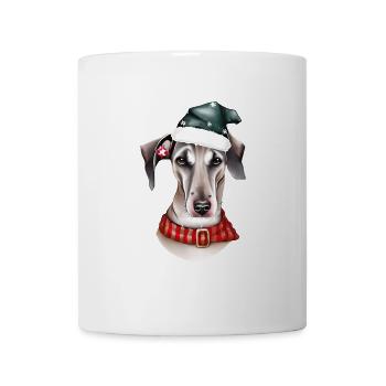 Ein Whippet-Hund im Weihnachtsmannkostüm - Tasse - Weiß - Vorne