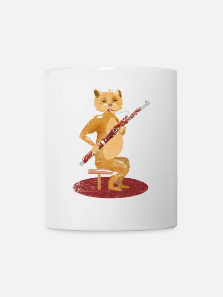 Fagottspielende Katze Orchester - Tasse - Weiß