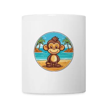 Affe Aquarell Cartoon Kawaii Clipart Tier - Tasse - Weiß - Vorne