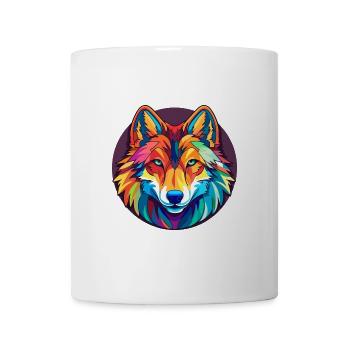 Wolf Buntes Glas Bunte Karikatur Kawaii Tier - Tasse - Weiß - Vorne