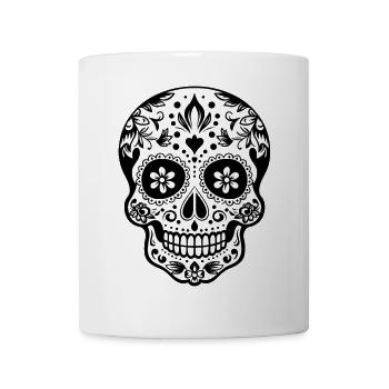 Calavera Sugar Skull, schwarz weiß - Tasse - Weiß - Vorne