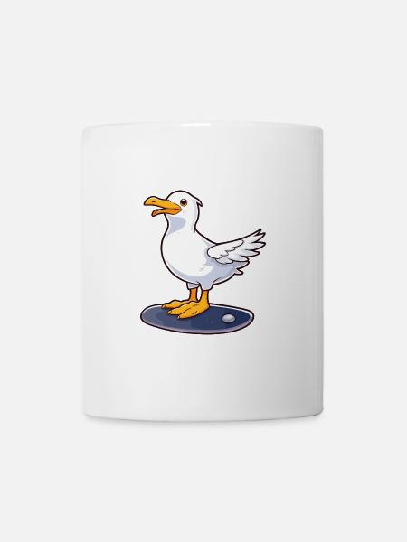 Lustige Möwe Kawaii Cartoon spielt Skateboard - Tasse - Weiß