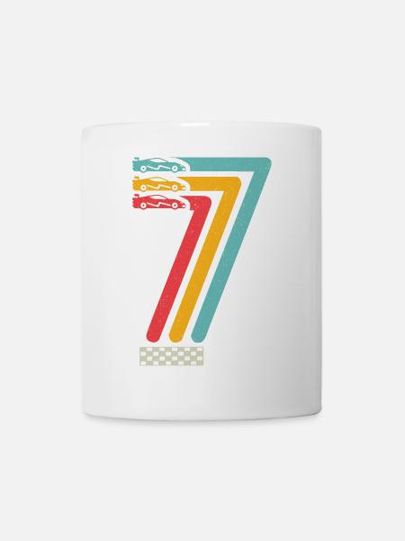 7. Geburtstag Rennwagen 7 Jahre alt Rennauto - Tasse - Weiß