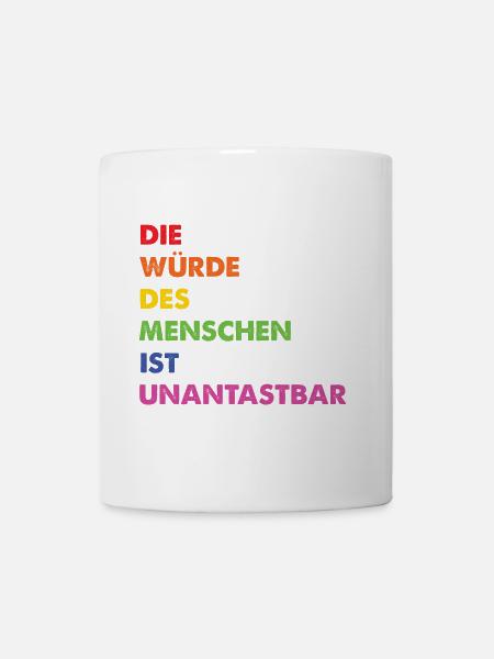 Menschenrechte Regenbogen Grundgesetz - Tasse - Weiß