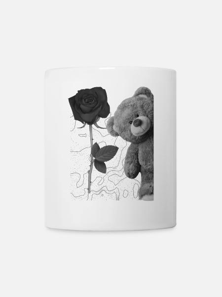 Teddybär mit Rose - Tasse - Weiß