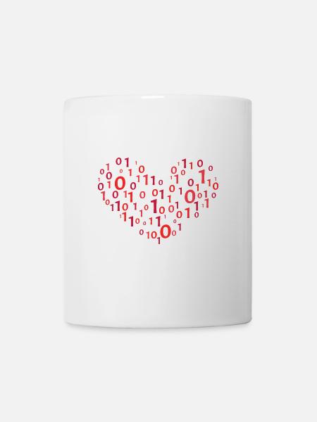 Herz Binär Kodierung Informatik Programmierer - Tasse - Weiß