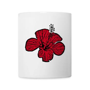 Blume rot rote Blumen rot rote Blumen Hibiskus - Tasse - Weiß - Vorne