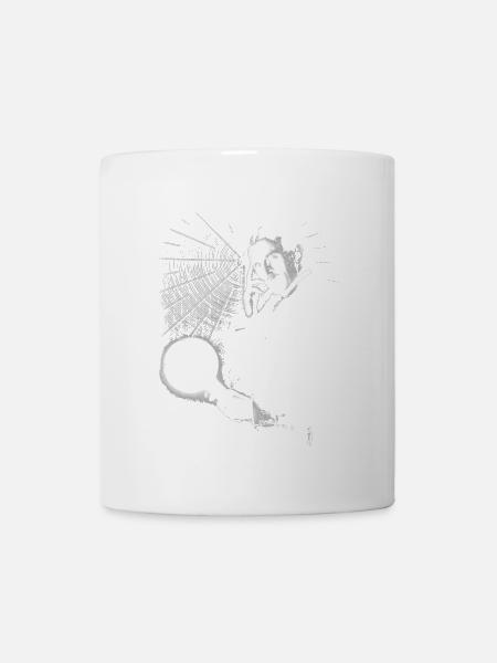 Nikola Tesla with light bulb and Tesla coil - Mug - white