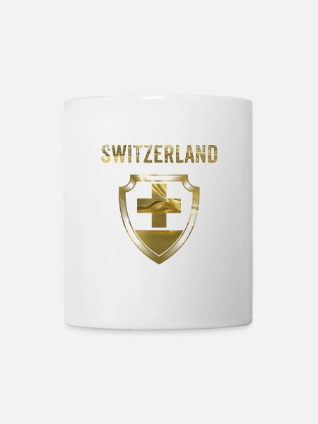 Goldenes Schweizer Schutzschild - Tasse - Weiß