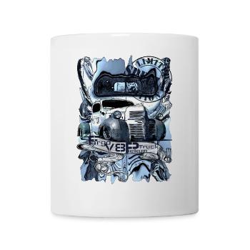Blauer Rosttruck Kunstmotiv - Tasse - Weiß - Vorne