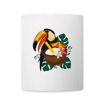 Tukan mit Kokosnuss-Cocktail - Tropisch - Tasse - Weiß - Vorne