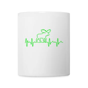 Elch Älg Elchbulle Elchkuh Herzschlag Heartbeat - Tasse - Weiß - Vorne