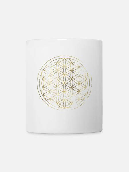 Blume des Lebens gold - Tasse - Weiß