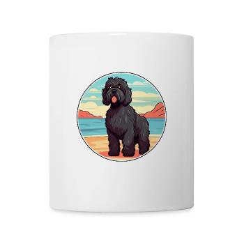 Schwarzer russischer Terrier Hunderasse Cartoon Kawaii Hund - Tasse - Weiß - Vorne