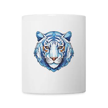 Blauer aquatischer Tiger Buntes Aquarell Tier Haustier - Tasse - Weiß - Vorne