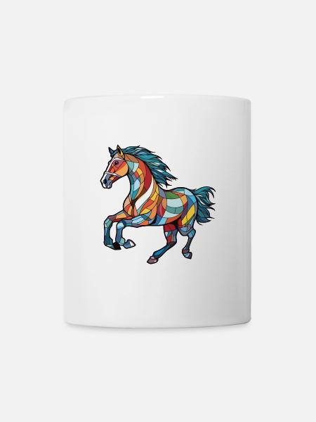 Pferd Laufender Galopp Buntes Aquarell Tier - Tasse - Weiß