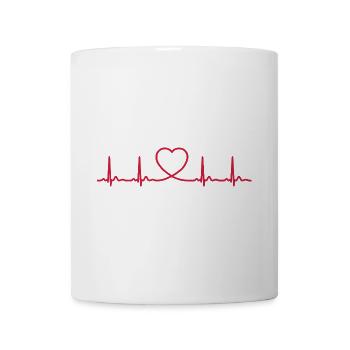 Ligne ECG du battement cardiaque Vecteur d’ondes d’impulsion médicale - Mug blanc - blanc - Devant
