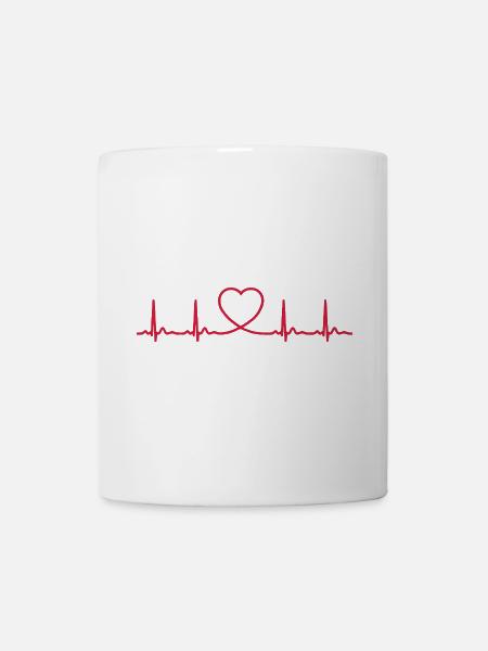 Ligne ECG du battement cardiaque Vecteur d’ondes d’impulsion médicale - Mug blanc - blanc