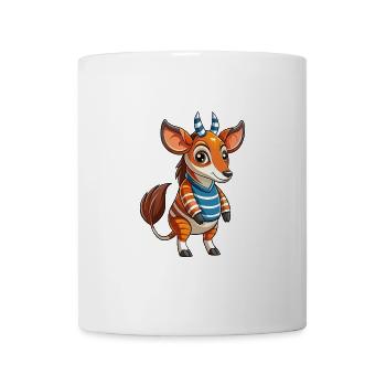 Okapi Funny Cartoon Character Musique de casque - Mug blanc - blanc - Devant