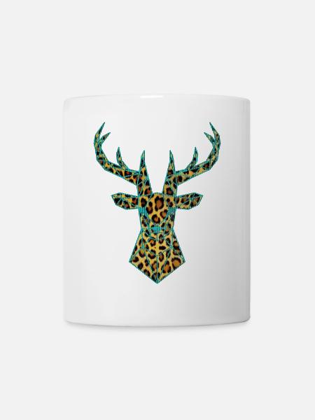Hirsch PopArt Tuerkis - Tasse - Weiß
