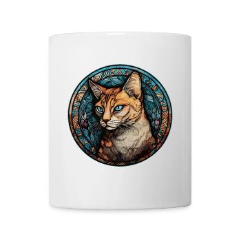 Singapura Katzenrasse Aquarell Glasmalerei - Tasse - Weiß - Vorne