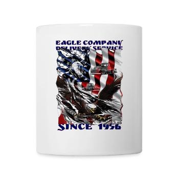 Patriotischer Adler mit Trucks und Flagge - Tasse - Weiß - Vorne