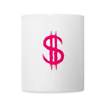 Dollarzeichen Dollar Zeichen Geld Bürste Rosa - Tasse - Weiß - Vorne