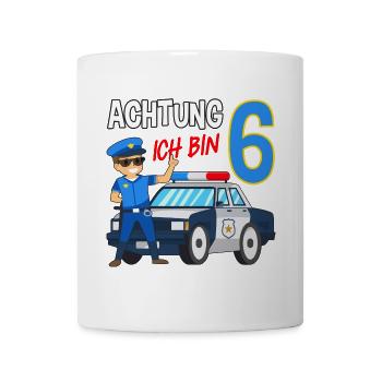 6. Geburtstag Polizei Auto 6 Jahre alt Polizist - Tasse - Weiß - Vorne