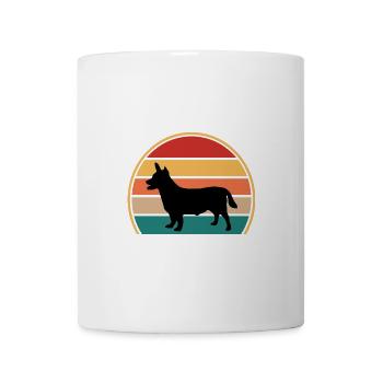 Lancashire Heeler Hund Liebe Silhouette Retro Sonnenuntergang - Tasse - Weiß - Vorne