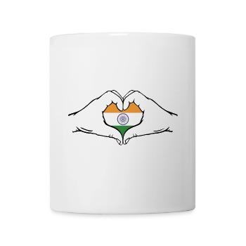 Indien Flagge Herzform - Tasse - Weiß - Vorne